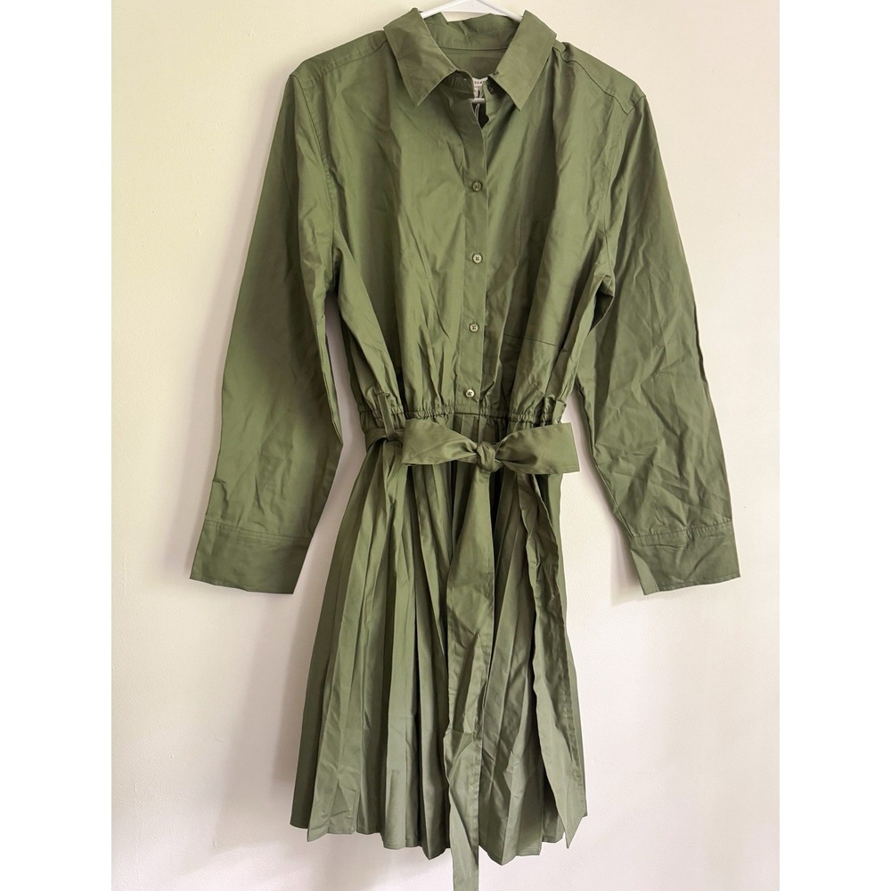 Free Assembly Pleated Shirtdress Olive Green Size XL New with Tags - Picture 2 of 9